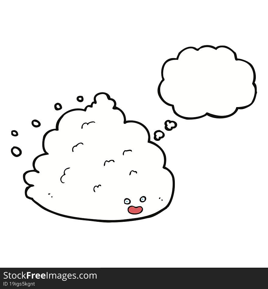 cartoon cloud character with thought bubble