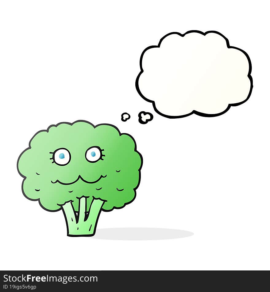 freehand drawn thought bubble cartoon broccoli