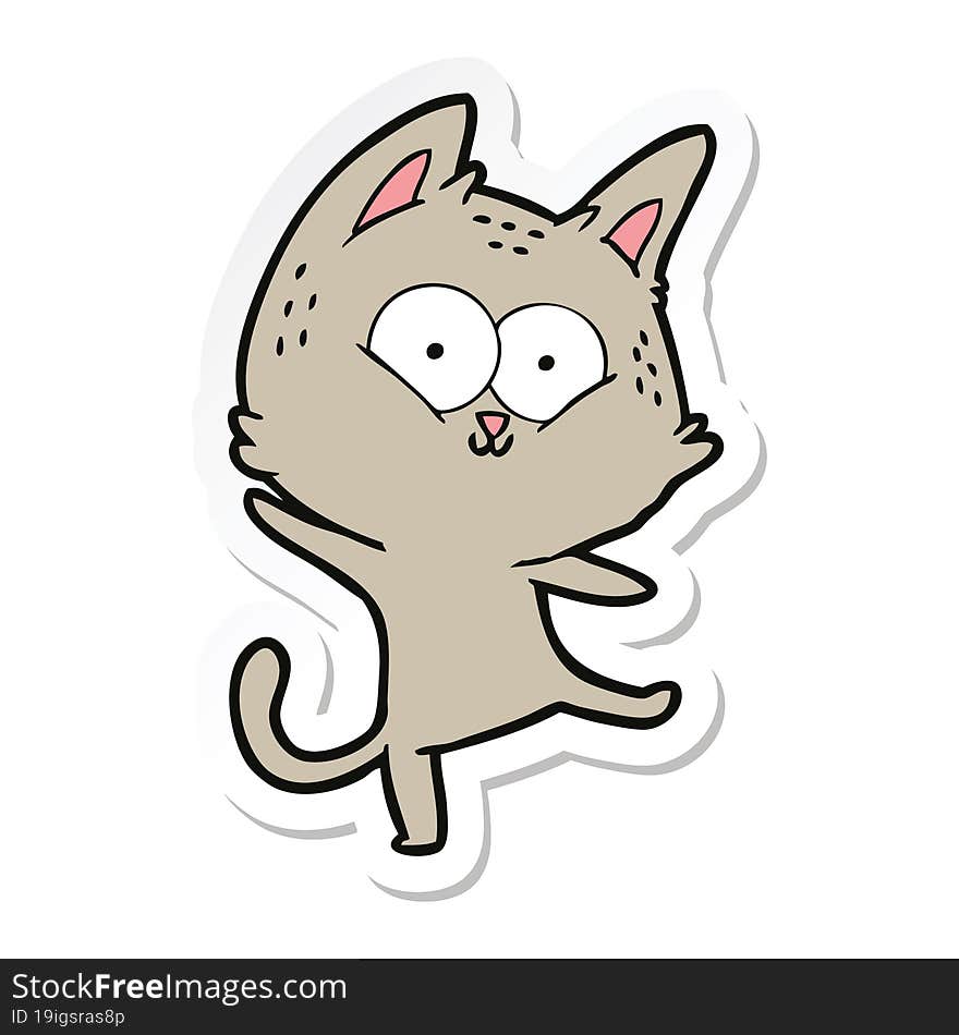 Sticker Of A Cartoon Cat Dancing