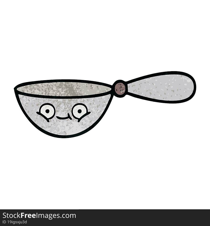 retro grunge texture cartoon of a measuring spoon