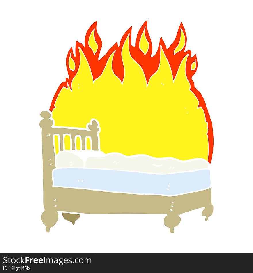 flat color illustration of a cartoon beds are burning