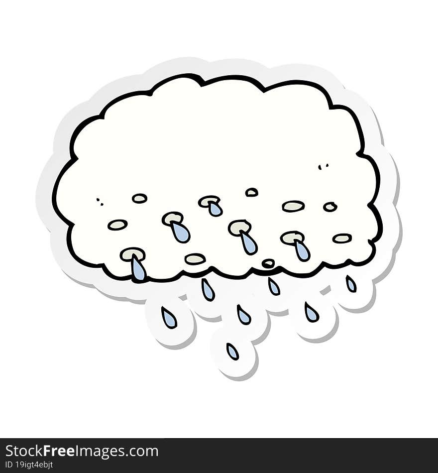 sticker of a cartoon rain cloud