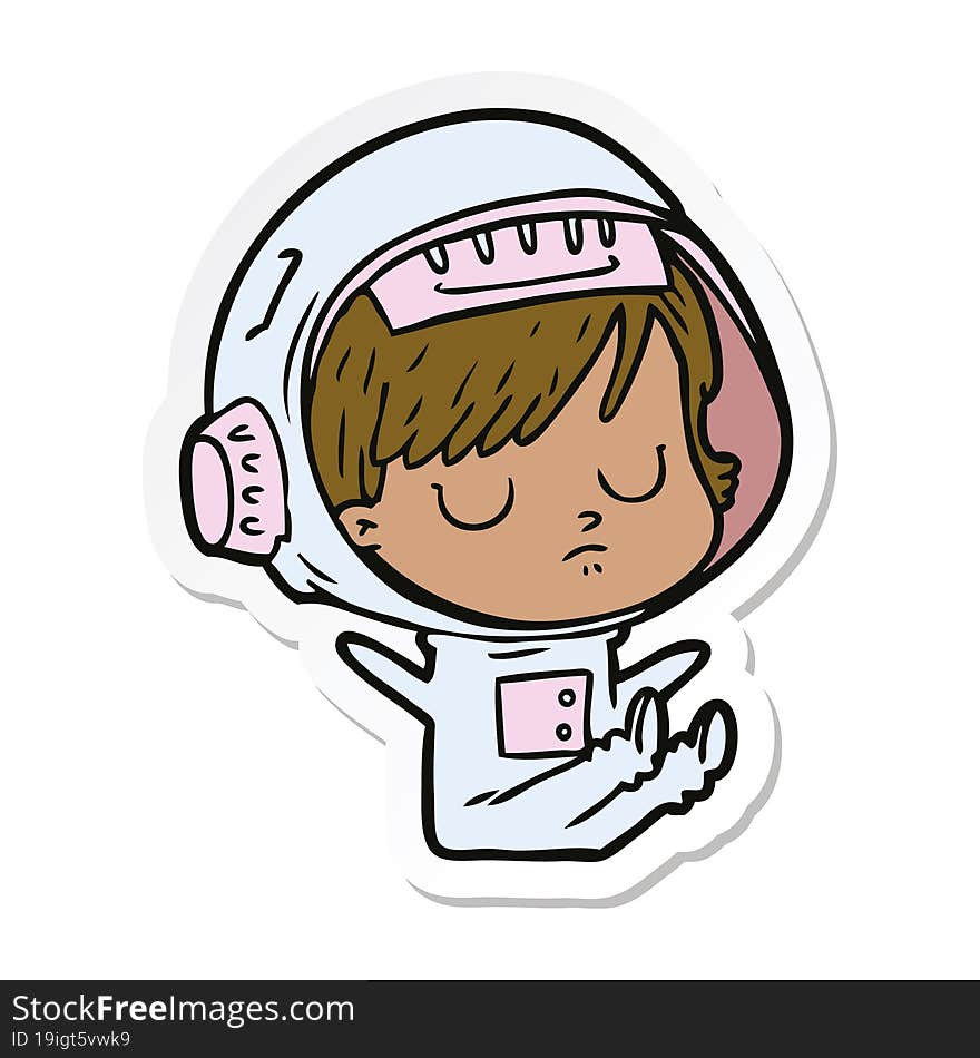 sticker of a cartoon astronaut woman