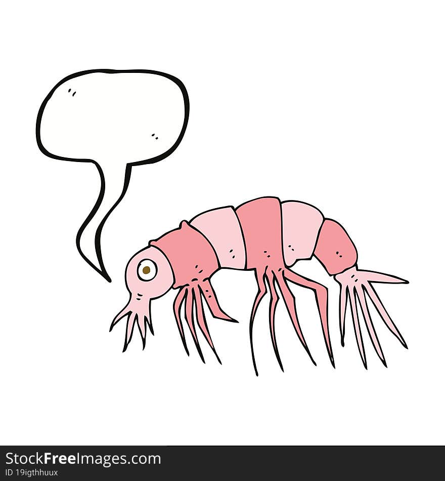 cartoon shrimp with speech bubble