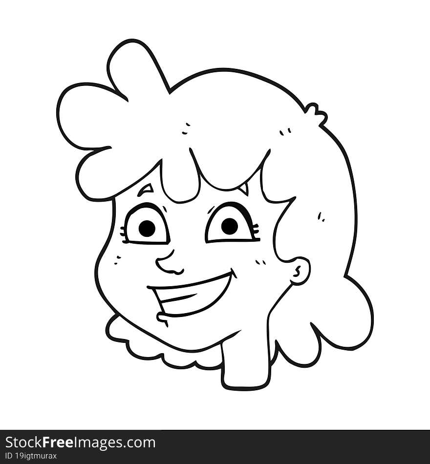 black and white cartoon female face