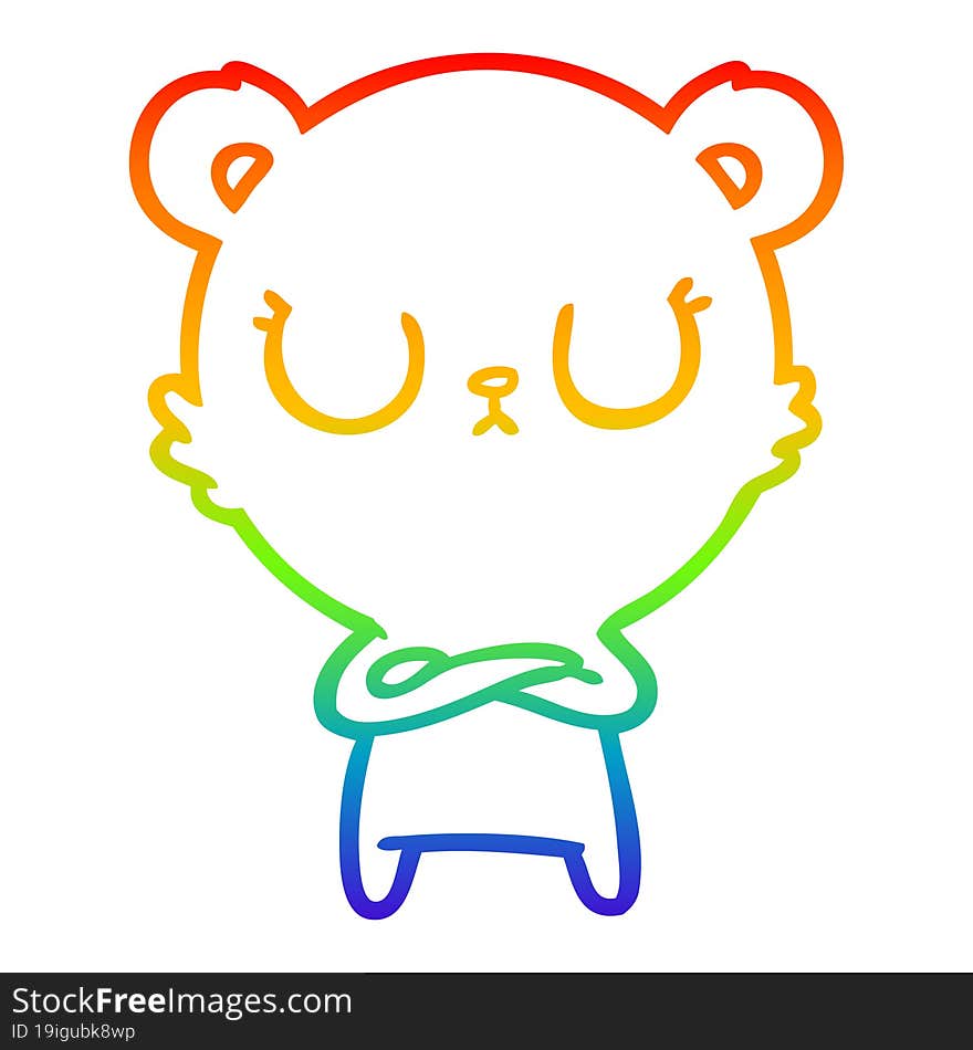 rainbow gradient line drawing peaceful cartoon bear cub