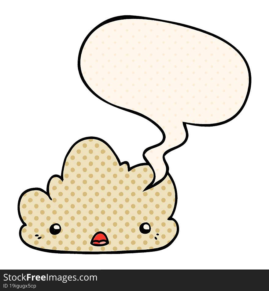 cute cartoon cloud and speech bubble in comic book style