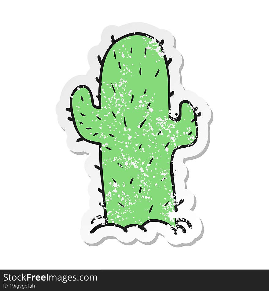 retro distressed sticker of a cartoon cactus