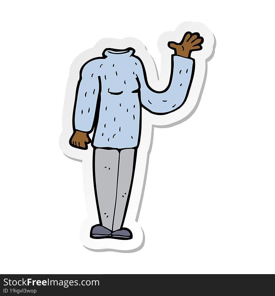 sticker of a cartoon headless body