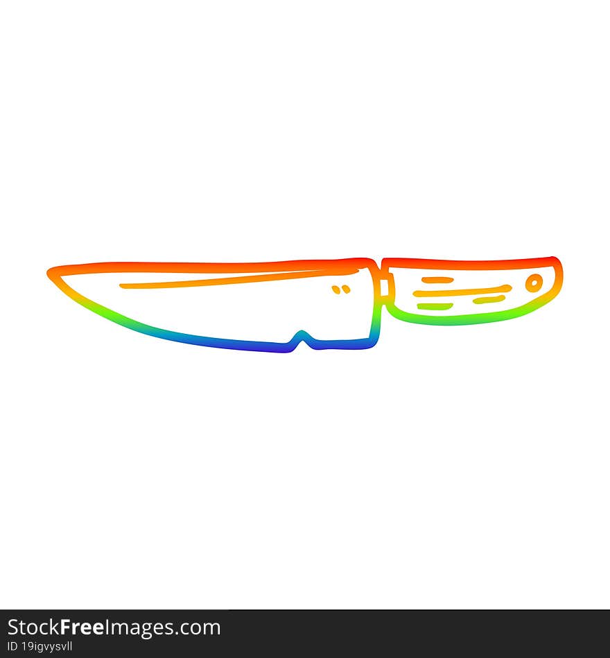 rainbow gradient line drawing cartoon kitchen knife