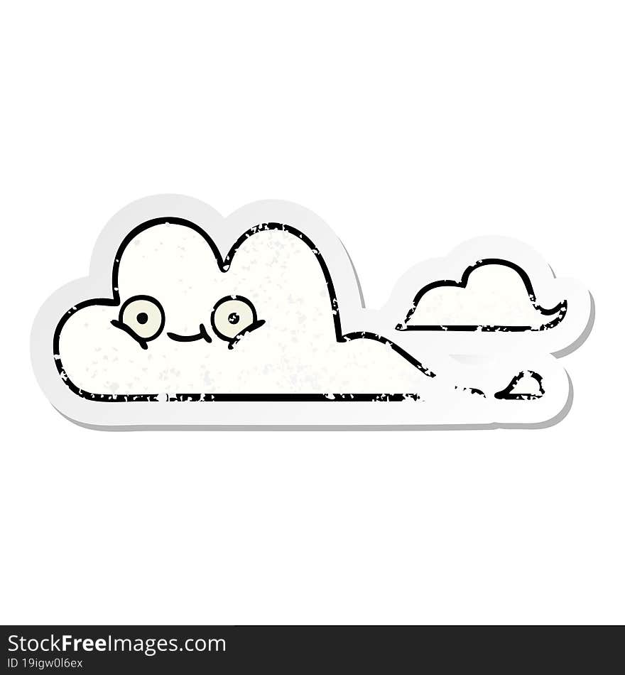 distressed sticker of a cute cartoon white cloud