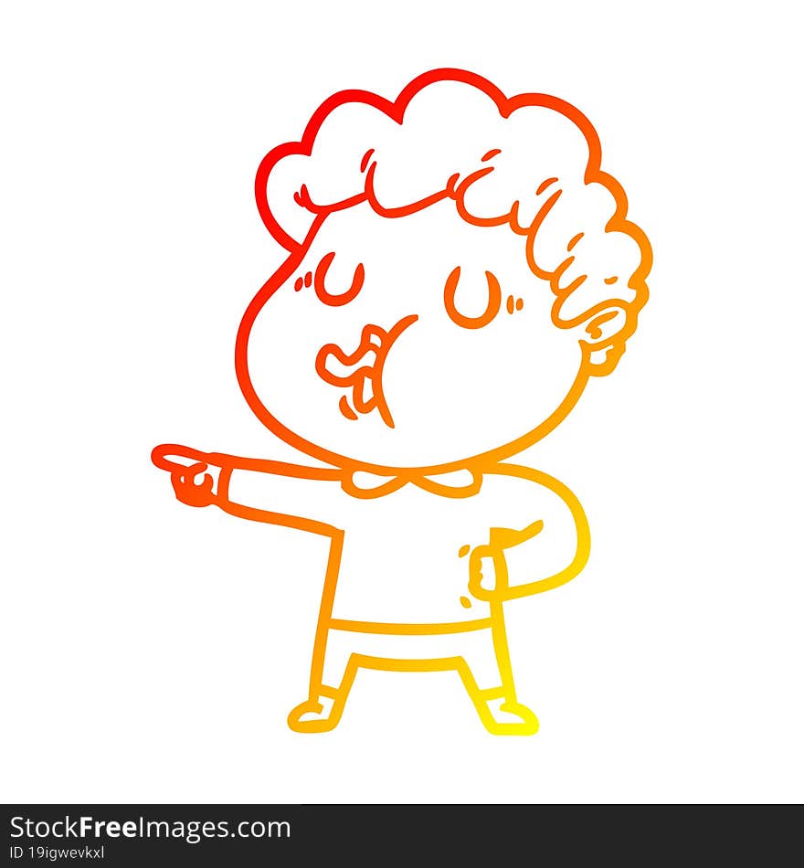 warm gradient line drawing cartoon man singing