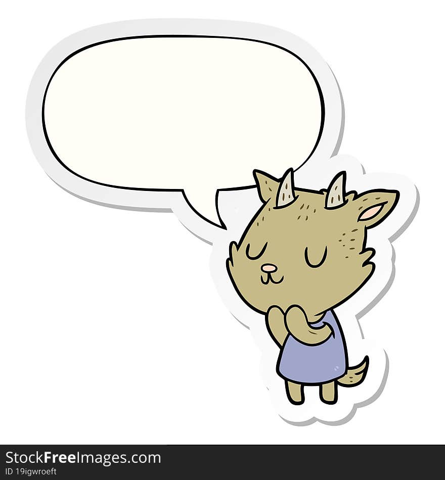 cute cartoon goat with speech bubble sticker. cute cartoon goat with speech bubble sticker