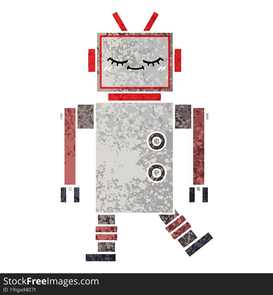 Retro Illustration Style Cartoon Robot