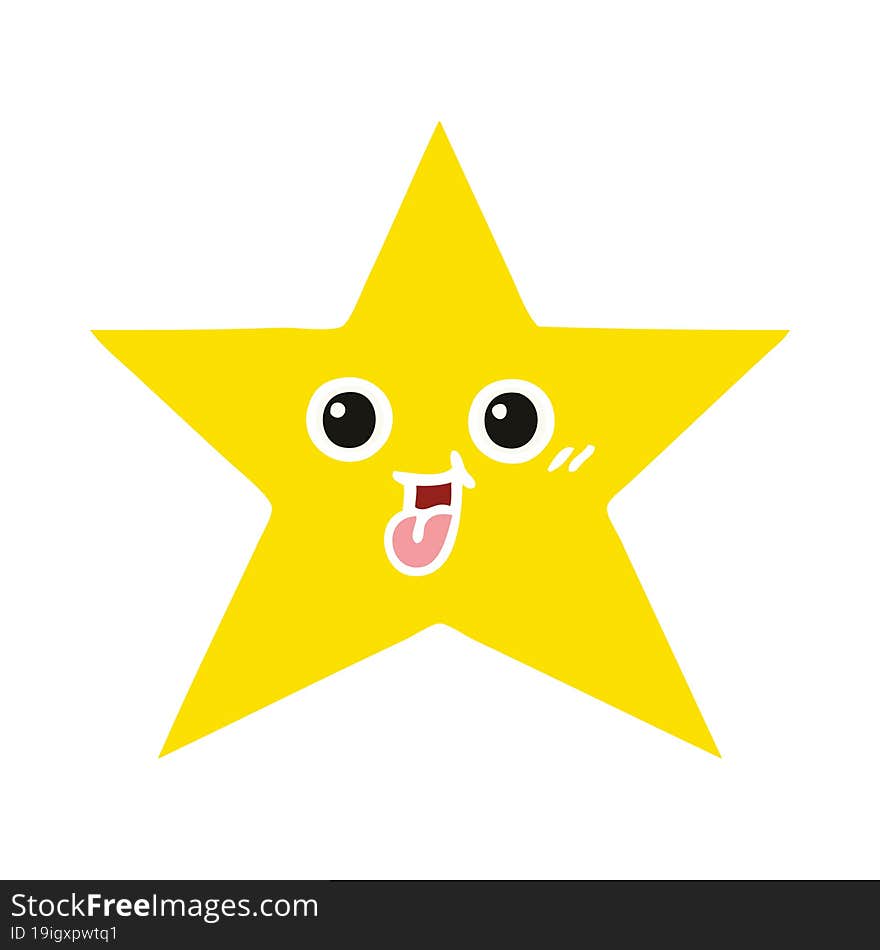 flat color retro cartoon gold star