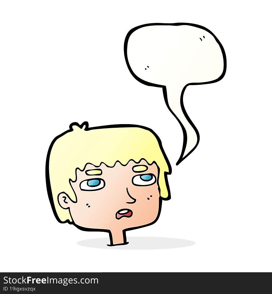 cartoon unhappy face with speech bubble