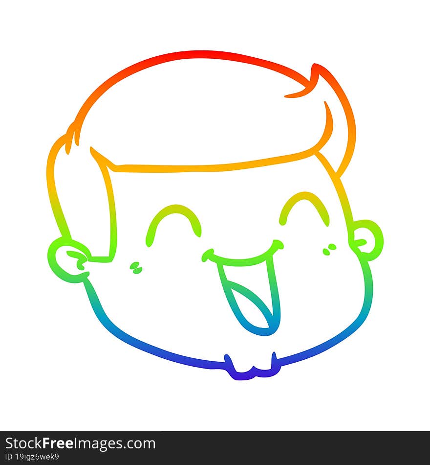 rainbow gradient line drawing happy cartoon male face