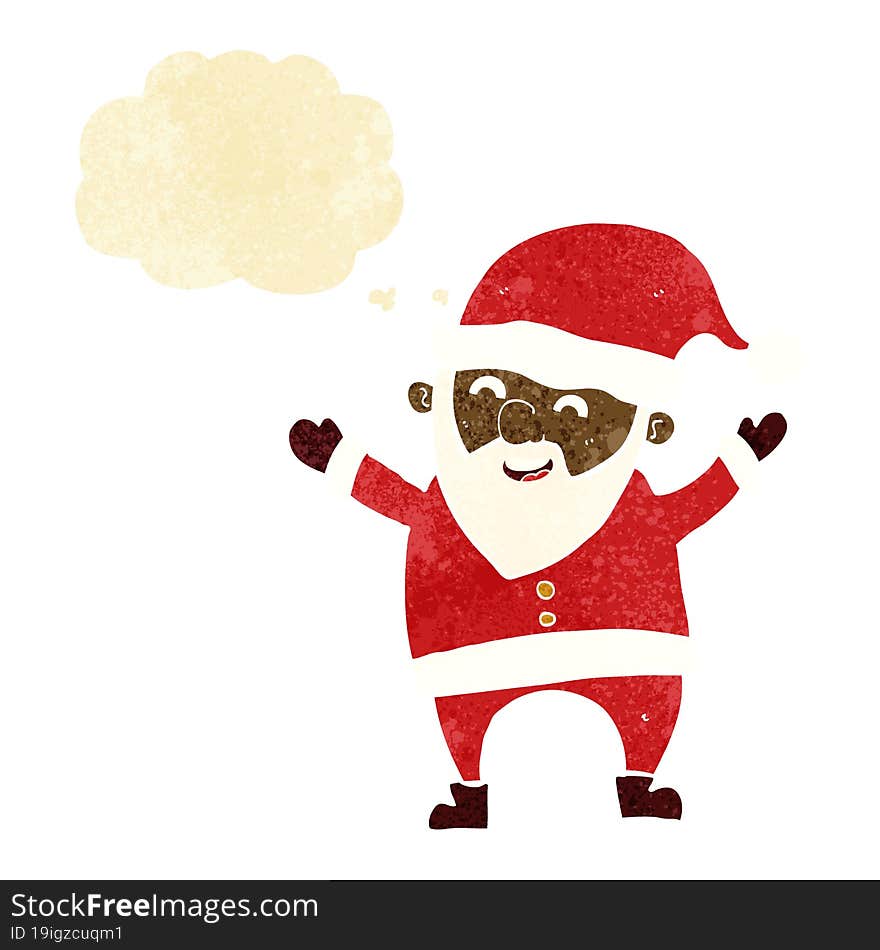 cartoon santa claus with thought bubble