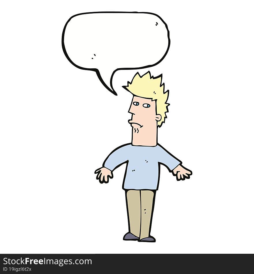 Cartoon Worried Man With Speech Bubble