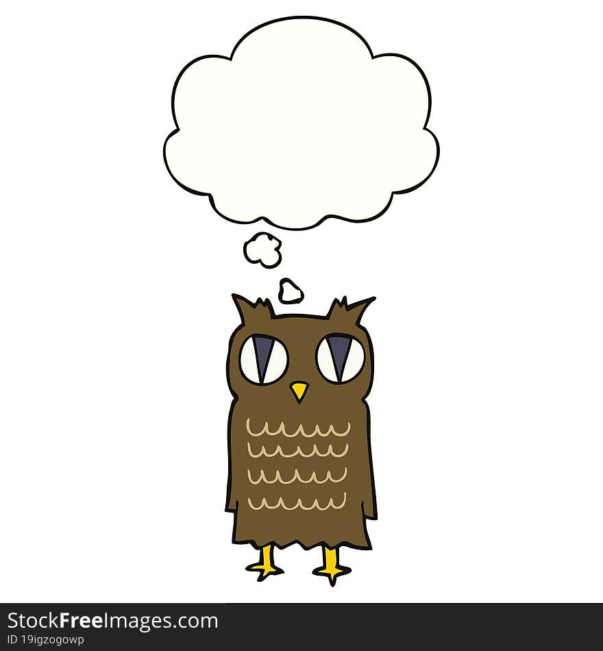 cartoon owl and thought bubble