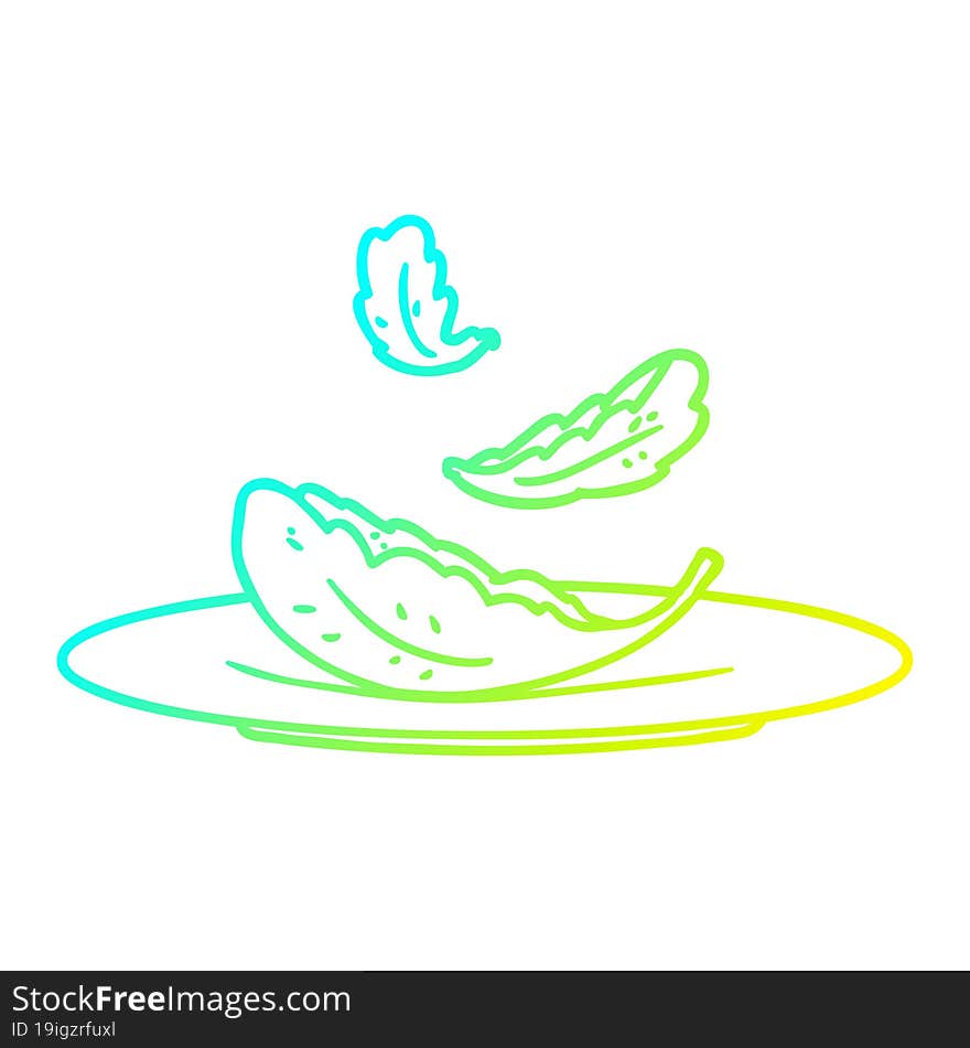 cold gradient line drawing cartoon salad leaves