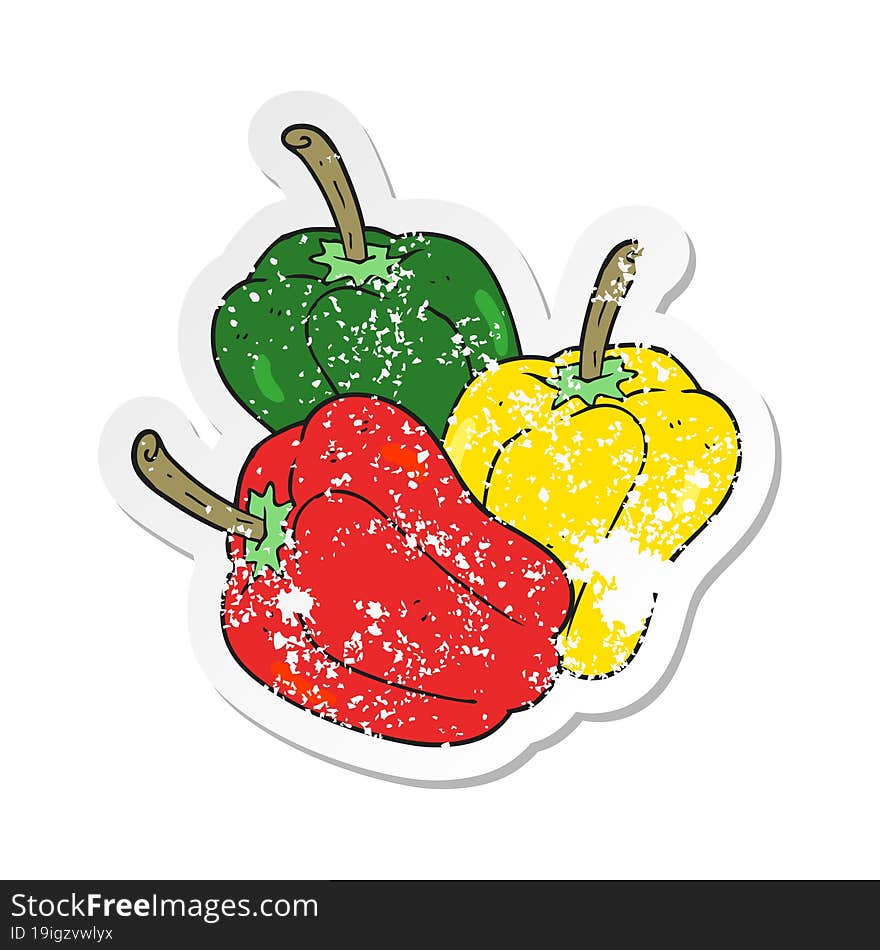 Retro Distressed Sticker Of A Cartoon Peppers