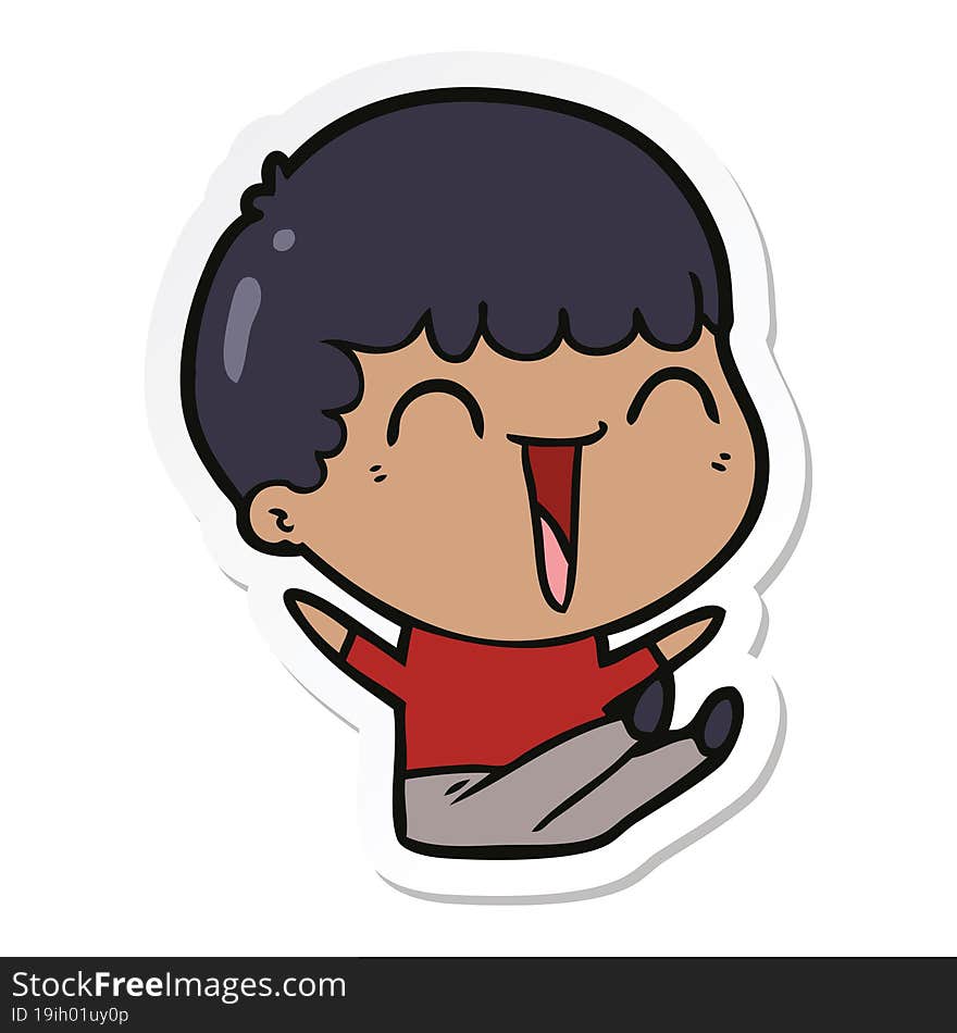 sticker of a cartoon happy man laughing