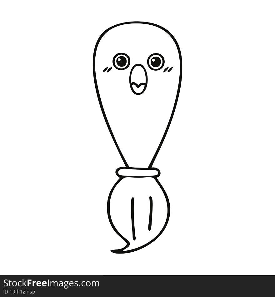 line drawing cartoon of a paint brush