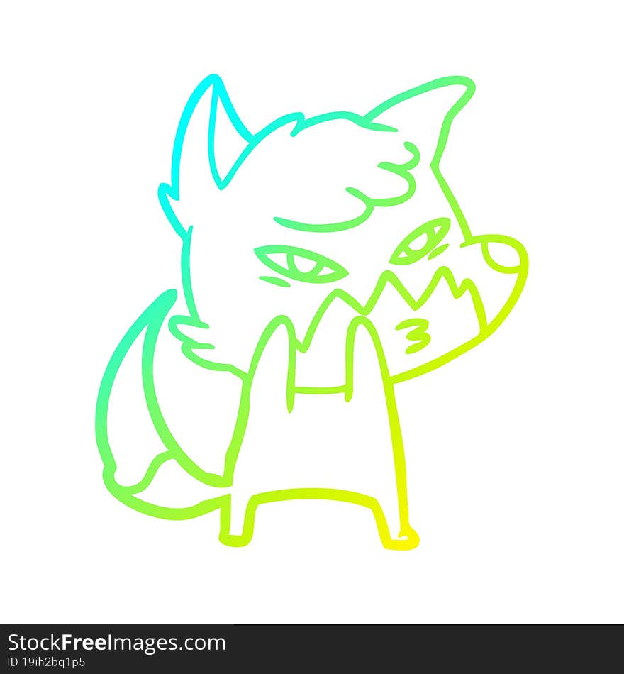 cold gradient line drawing clever cartoon fox