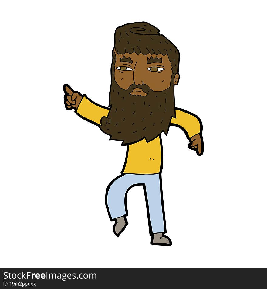 cartoon bearded man pointing the way