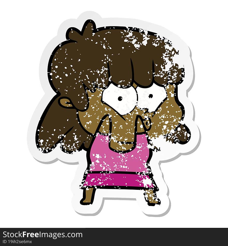 Distressed Sticker Of A Cartoon Whistling Girl