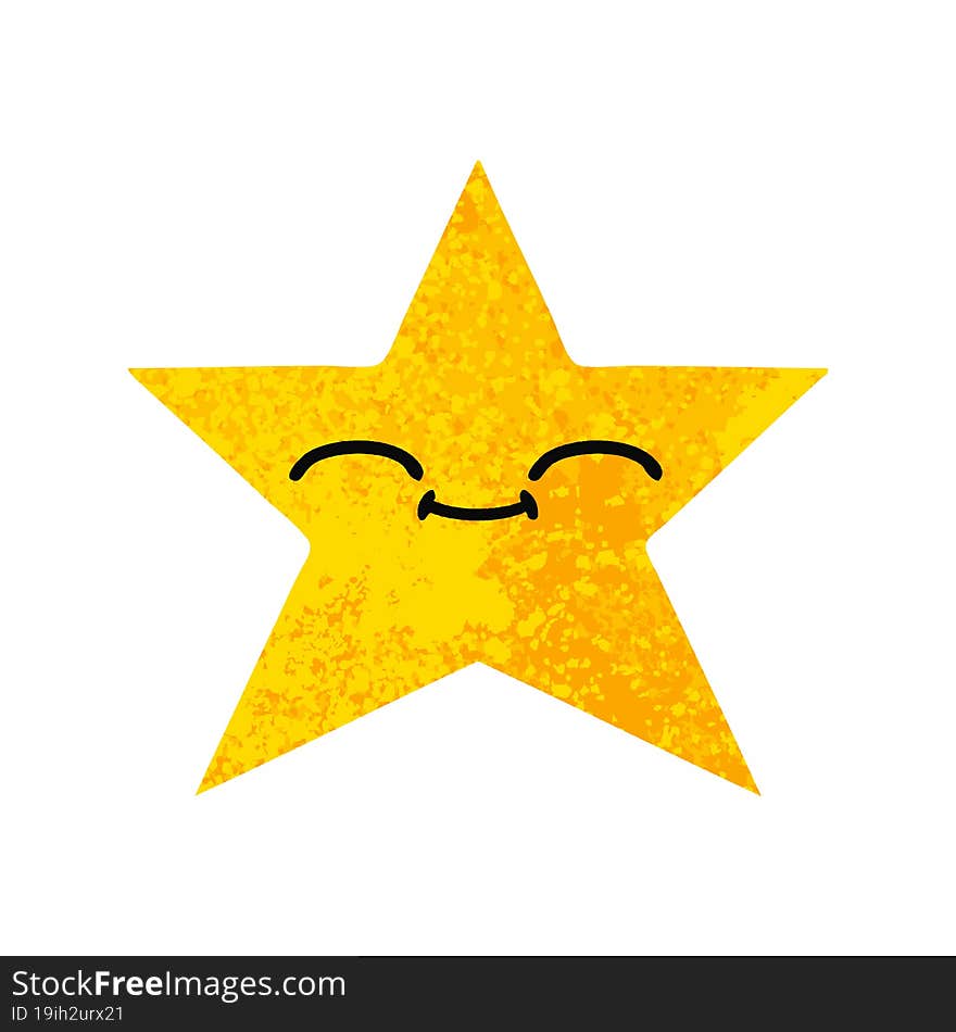 Retro Illustration Style Cartoon Gold Star