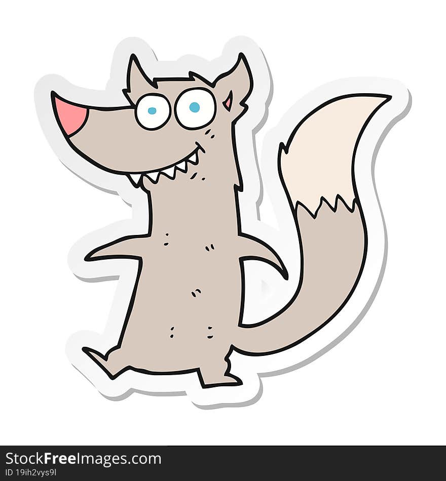 sticker of a cartoon little wolf