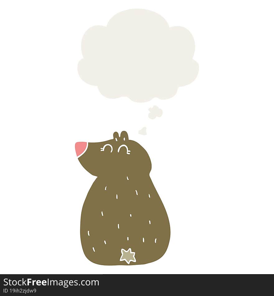 cute cartoon bear and thought bubble in retro style