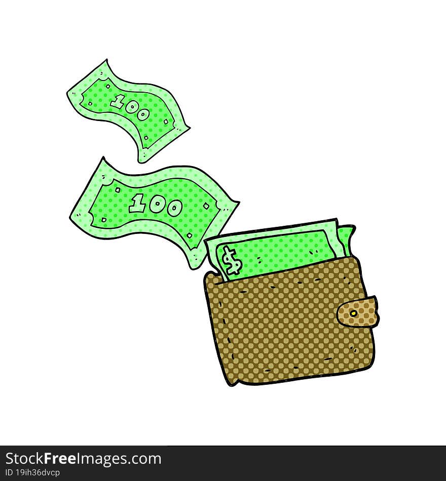 cartoon wallet full of money