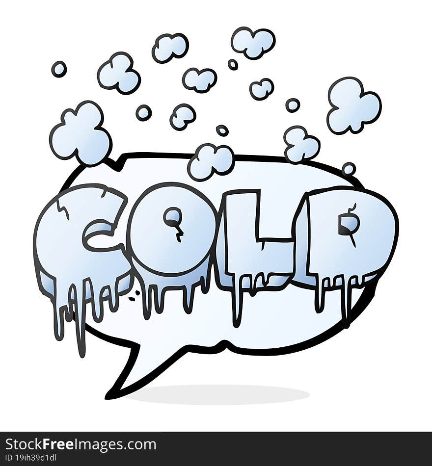 freehand drawn speech bubble cartoon cold text symbol