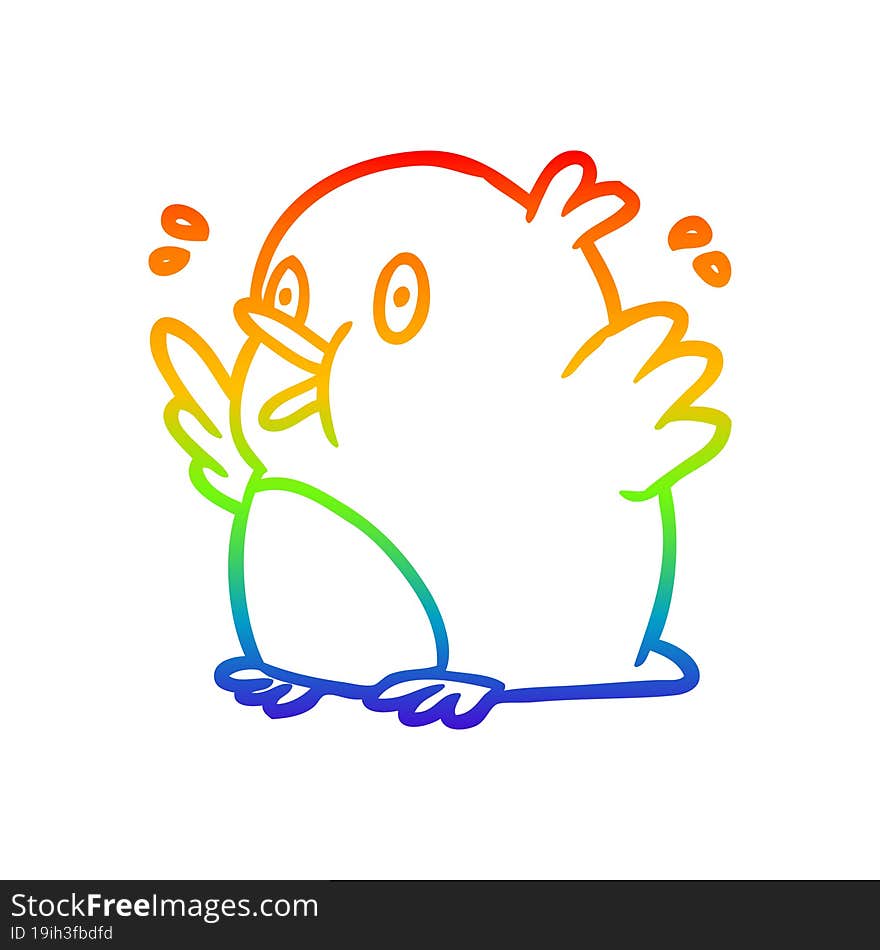 rainbow gradient line drawing over excited robin