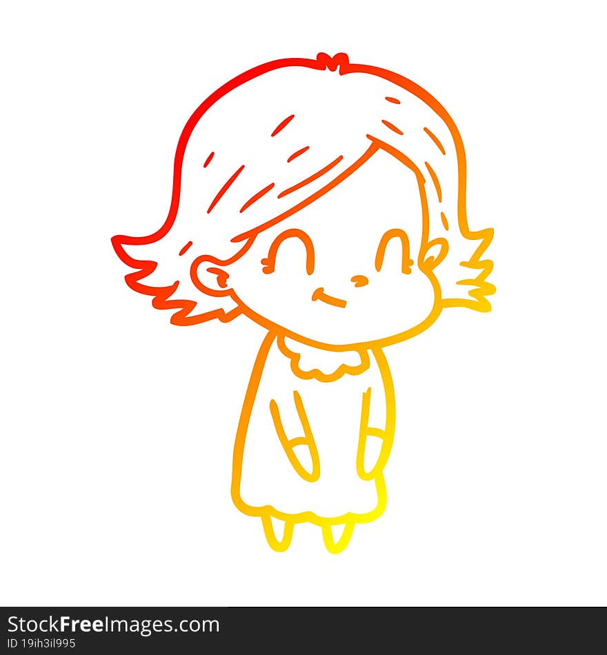 warm gradient line drawing cartoon friendly girl