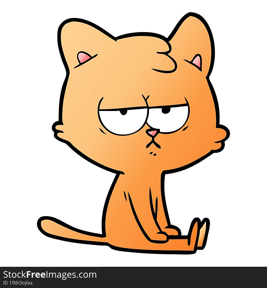 bored cartoon cat. bored cartoon cat