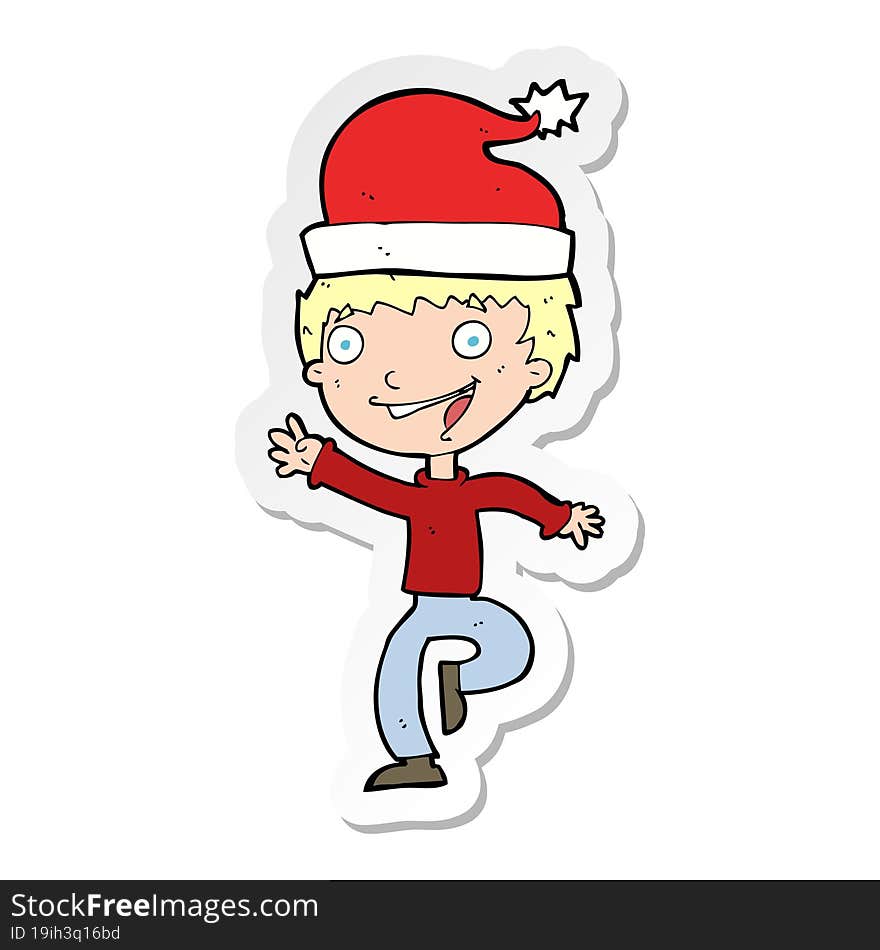 sticker of a cartoon man ready for christmas