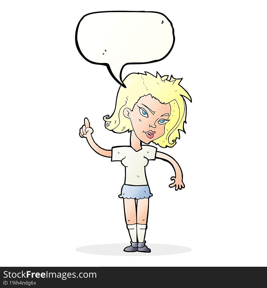 Cartoon Woman With Idea With Speech Bubble