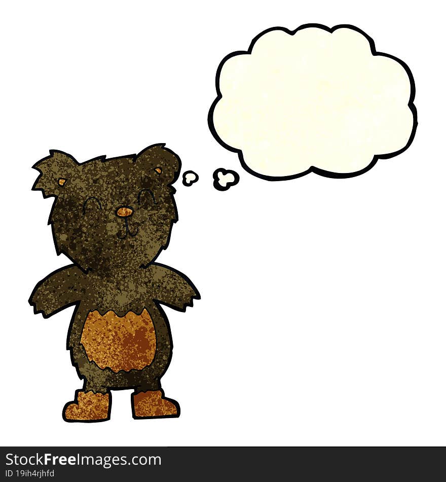 cartoon teddy black bear with thought bubble