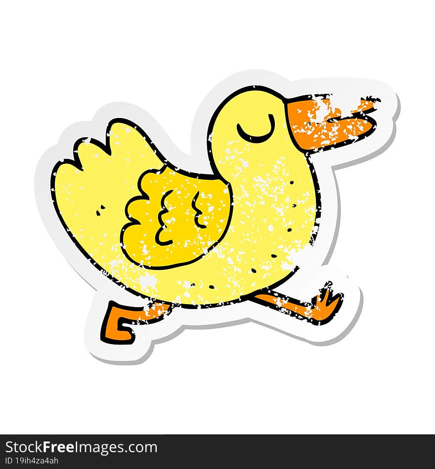 Distressed Sticker Of A Cartoon Bird