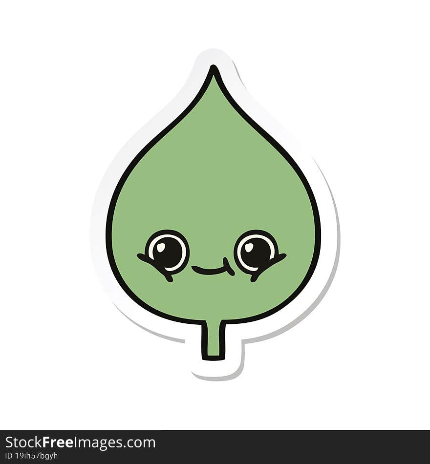 sticker of a cute cartoon expressional leaf