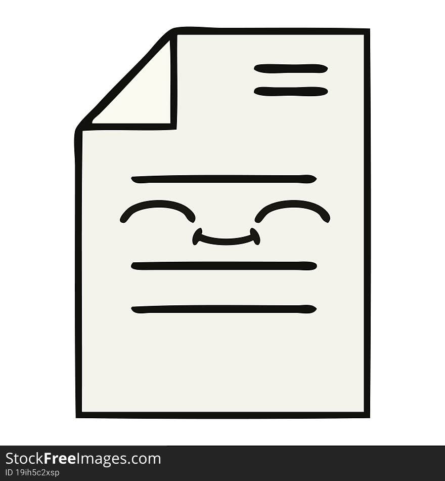 cute cartoon of a sheet of paper. cute cartoon of a sheet of paper