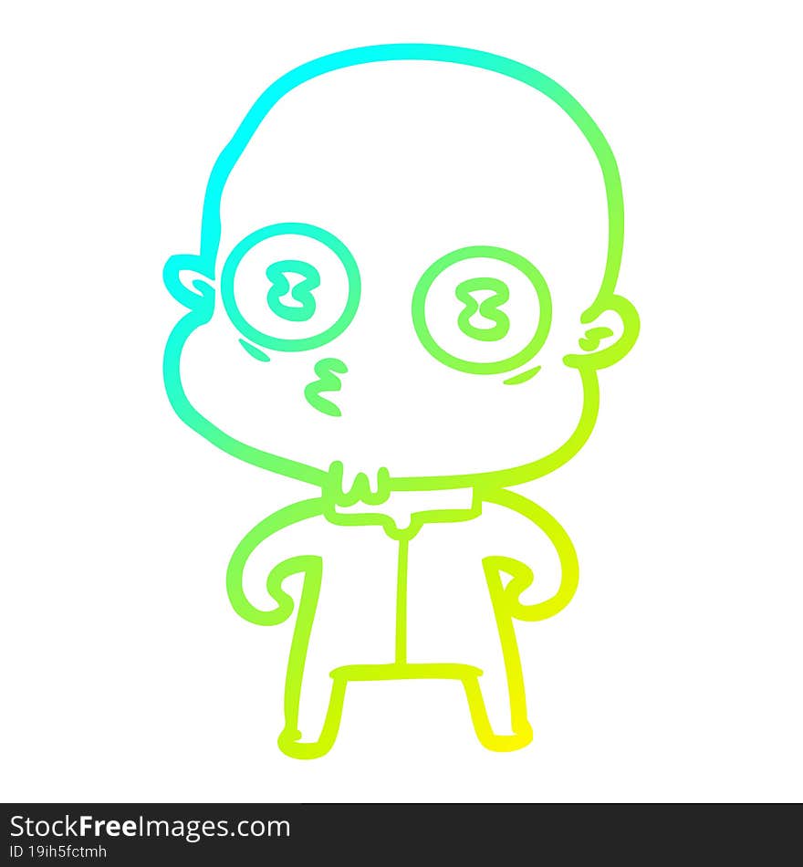 Cold Gradient Line Drawing Cartoon Weird Bald Spaceman