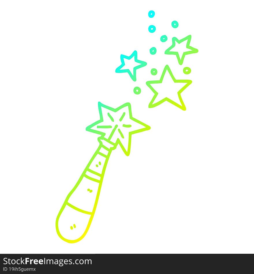 cold gradient line drawing cartoon magic wand