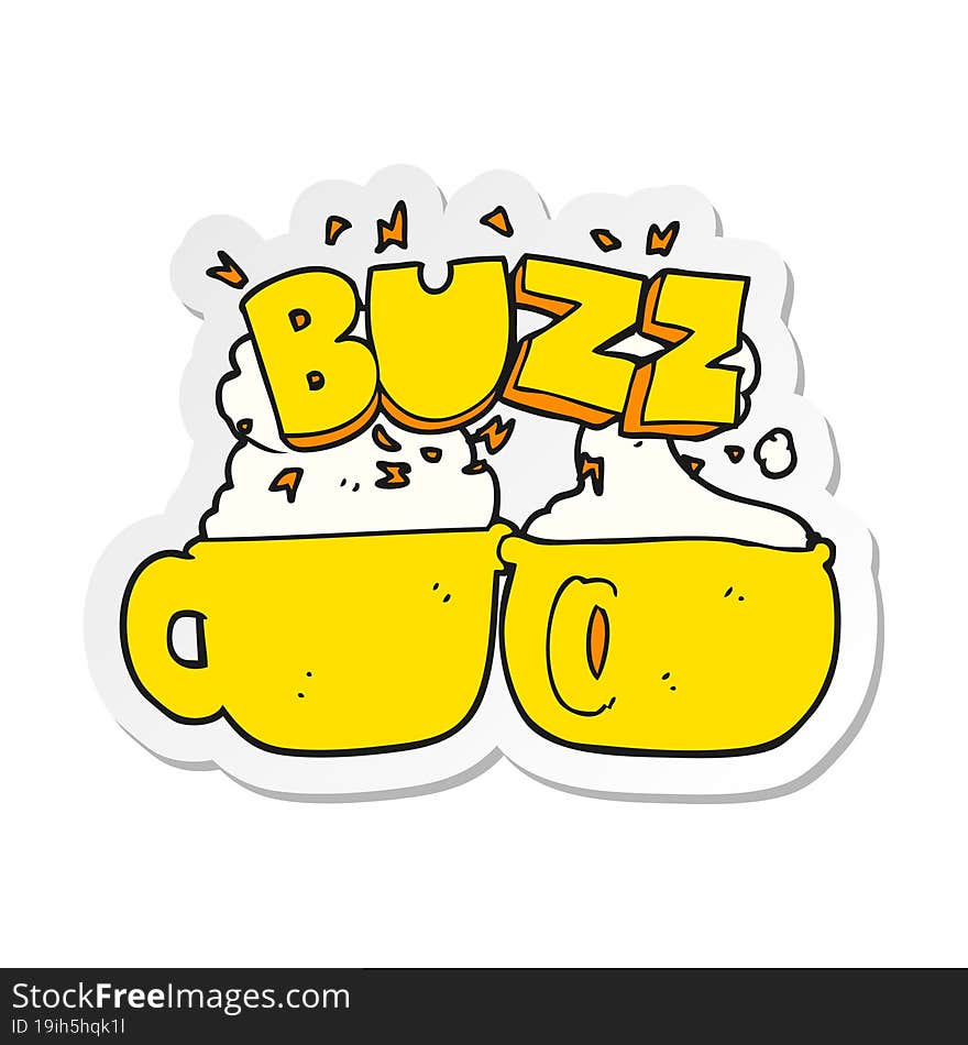 sticker of a cartoon coffee cups