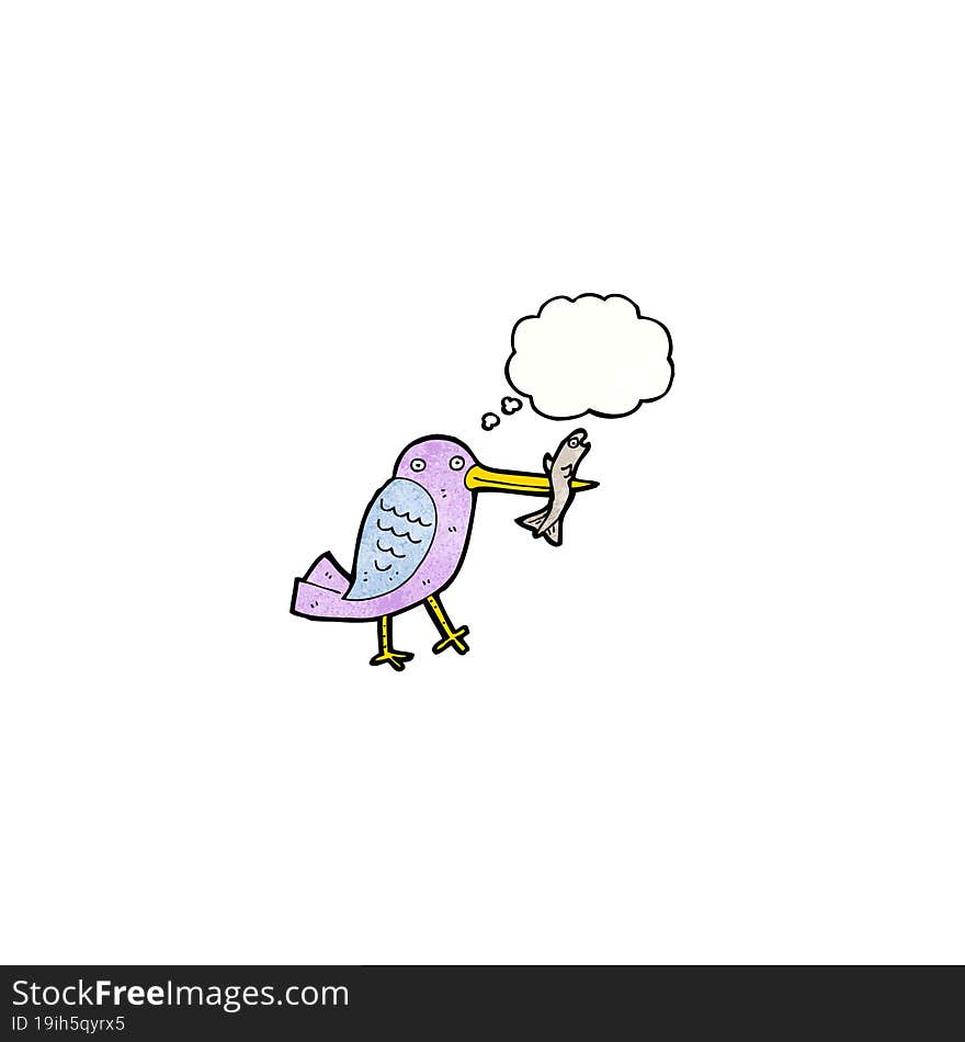 cartoon bird with fish