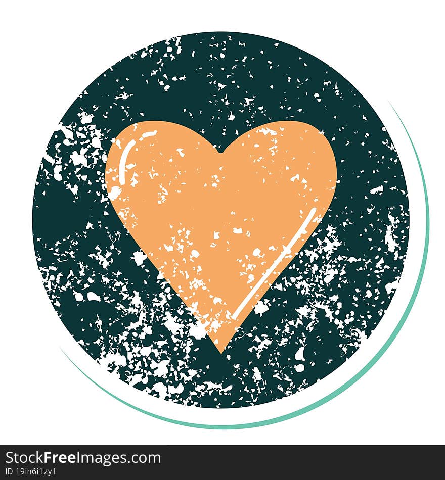 iconic distressed sticker tattoo style image of a heart. iconic distressed sticker tattoo style image of a heart